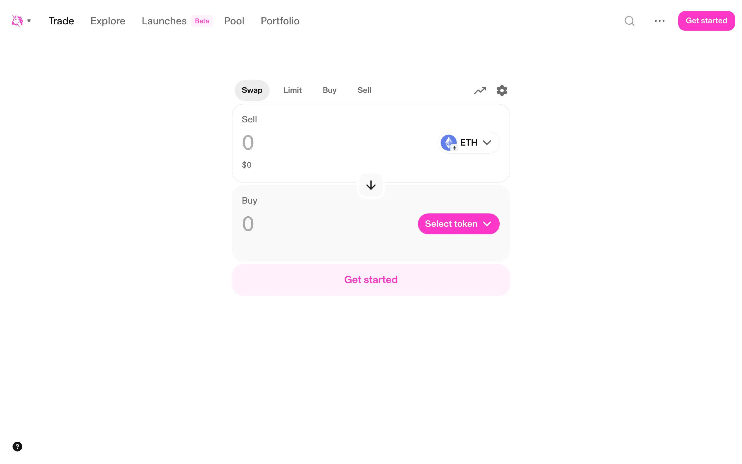 Uniswap 官方应用的兑换页面