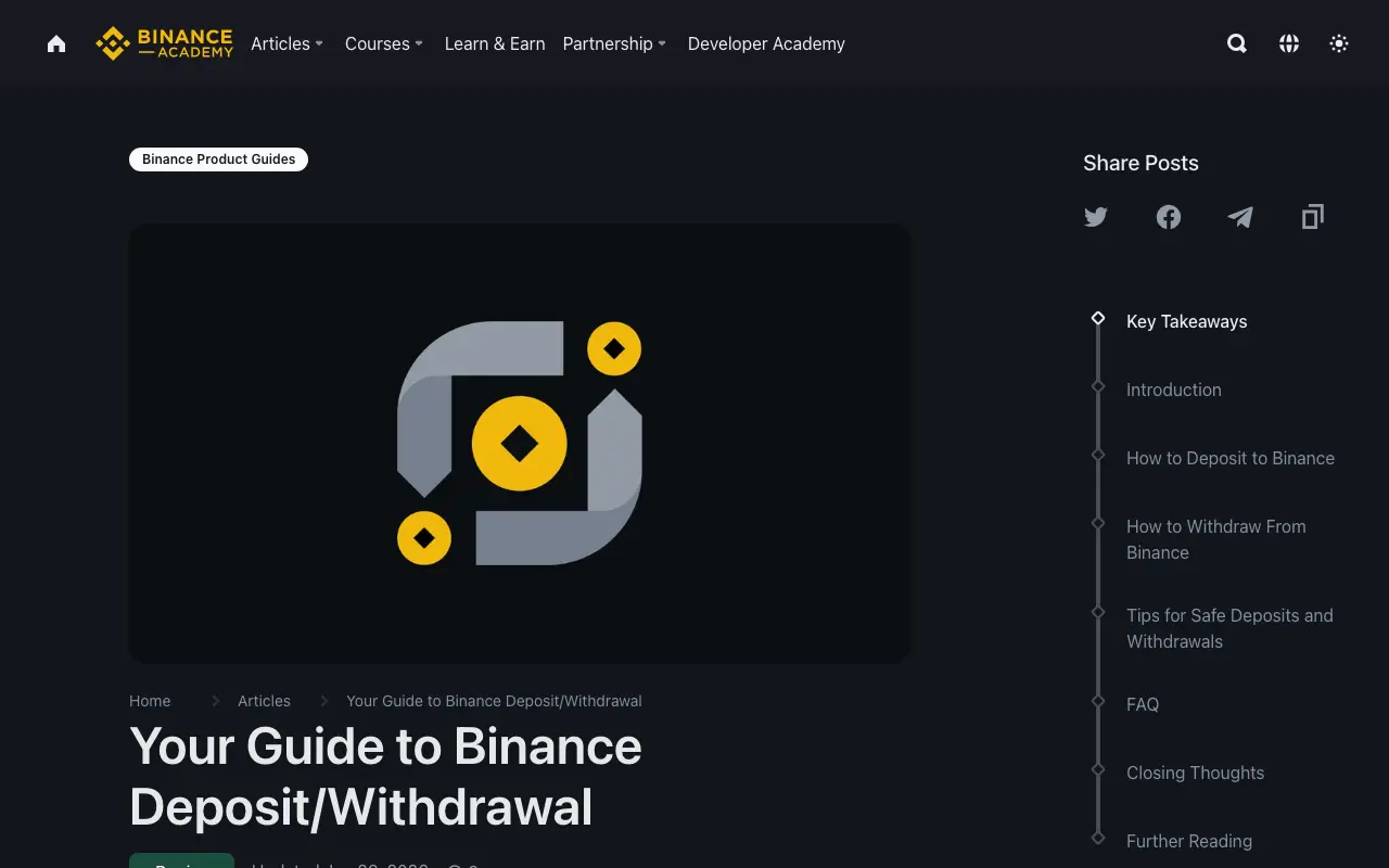 Binance's official withdrawal documentation, showing the withdrawal flow and its security requirements